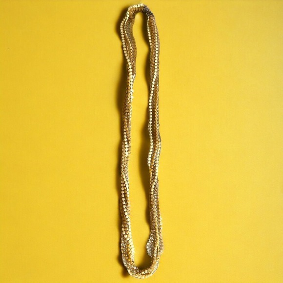 Vintage Multi Strand Ivory Brown Tan Faceted Bead Necklace‎ Statement Cascading - Picture 5 of 5